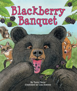 Forest animals squeak, tweet, 
slurp, yip and chomp over the 
sweet, plump fruit of a wild 
blackberry bush. But what 
happens when a bear arrives 
to take part in the feast?